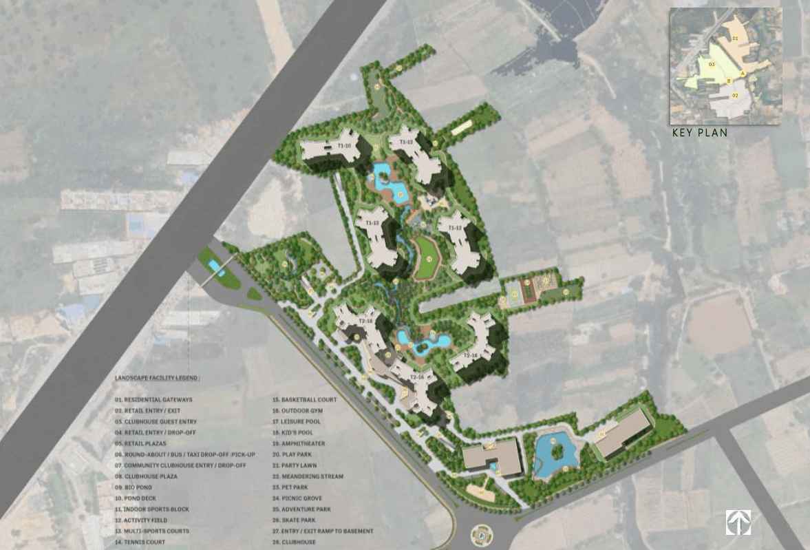 Brigade Kompally master plan showing tower positions and green spaces