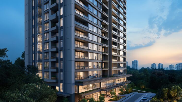 Artist's impression of high-rise residences at Brigade Gateway, Neopolis