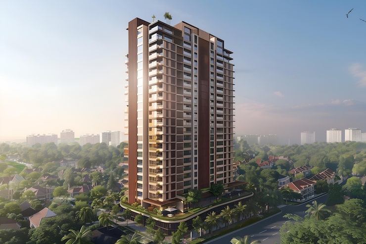 Artist's impression of a high-rise residential tower in Hyderabad