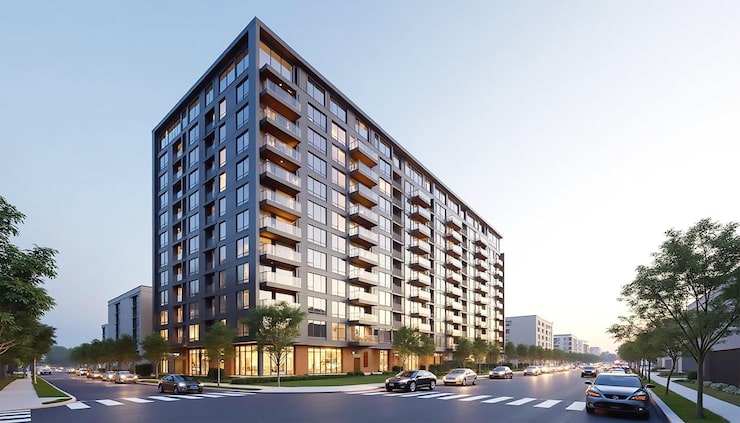 Artist's impression of a high-rise residential tower in Hyderabad